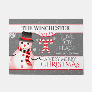 FUN Snowman in Blk Pet en Scarf GRAY Kerstmis Deurmat
