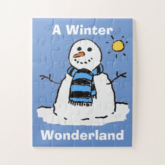 Fun Snowman in een winteromgeving Legpuzzel (Verticaal)