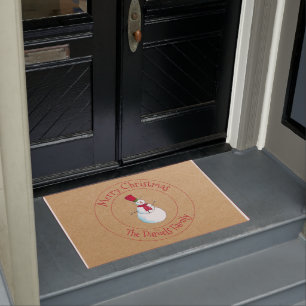 Fun Snowman Monogram Deurmat