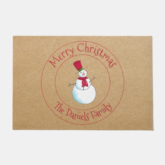 Fun Snowman Monogram Deurmat (Voorkant)
