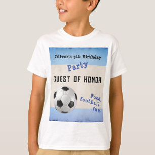Fun Soccer Football Kinder Party Blue Guest of Hon T-shirt