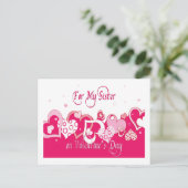 Fun Soeur Coeurs Rose Valentine Carte postale (Debout devant)