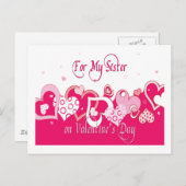 Fun Soeur Coeurs Rose Valentine Carte postale (Devant / Derrière)