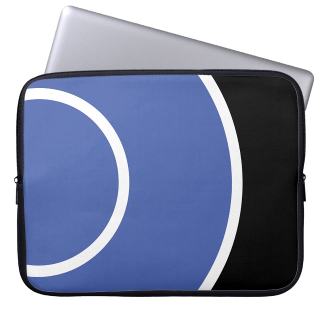 Fun Soft Blue White Signal Waves Black Background Laptop Sleeve (Voorkant)