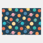 Fun Solar System Planets Pattern for Kids Blue Wra Inpakpapier Vel (Voorkant 3)