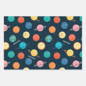 Fun Solar System Planets Pattern for Kids Blue Wra Inpakpapier Vel (Voorkant)