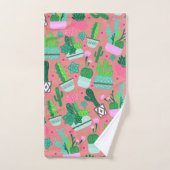 Fun Southwestern Cute Girly Pink Cactus Pattern Bad Handdoek (Handdoek)