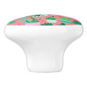 Fun Southwestern Cute Girly Pink Cactus Pattern Keramische Knop (Zijkant)