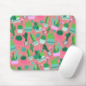 Fun Southwestern Cute Girly Pink Cactus Pattern Muismat (Met muis)