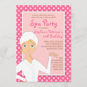 Fun Spa Birthday Spa Party Invitation  Rose