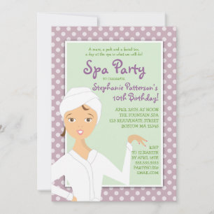 Fun Spa Girl Birthday Spa Party Uitnodiging Roze