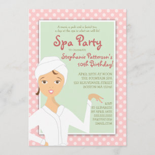 Fun Spa Girl Birthday Spa Party Uitnodiging Roze