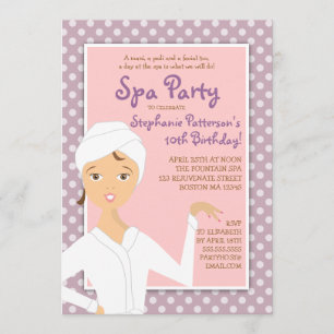 Fun Spa Girl Birthday Spa Party Uitnodiging   Roze