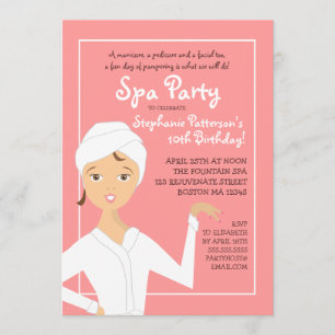 Fun Spa Girl Birthday Spa Party Uitnodiging   Roze
