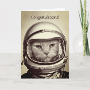 Fun "Space Cat" Birthday Kaart