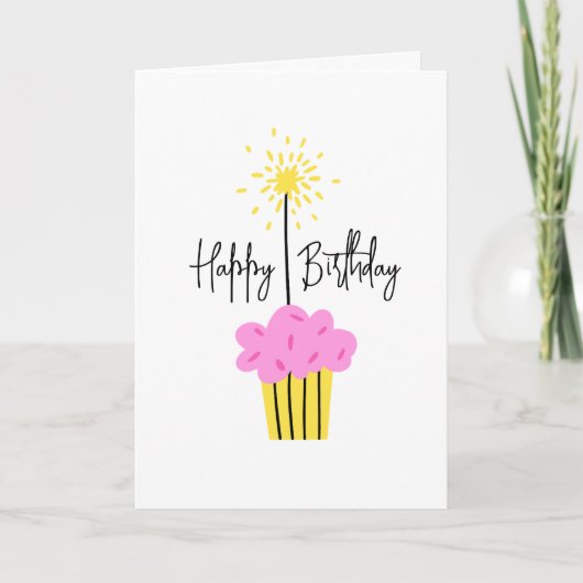 Fun Sparkler Cupcake Ajouter un nom Carte d'annive (Devant)