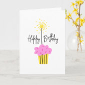 Fun Sparkler Cupcake Ajouter un nom Carte d'annive (Fleur jaune)