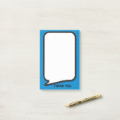Fun Speech Bubble Gepersonaliseerd Dank u Blauw Post-it® Notes (Op bureau)