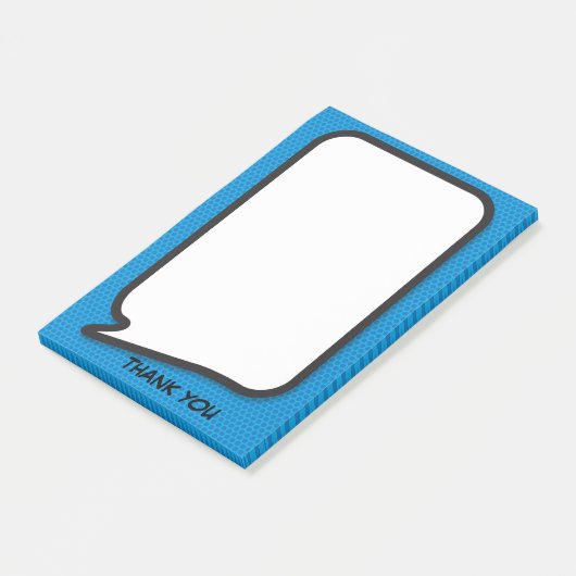 Fun Speech Bubble Gepersonaliseerd Dank u Blauw Post-it® Notes (Schuin)