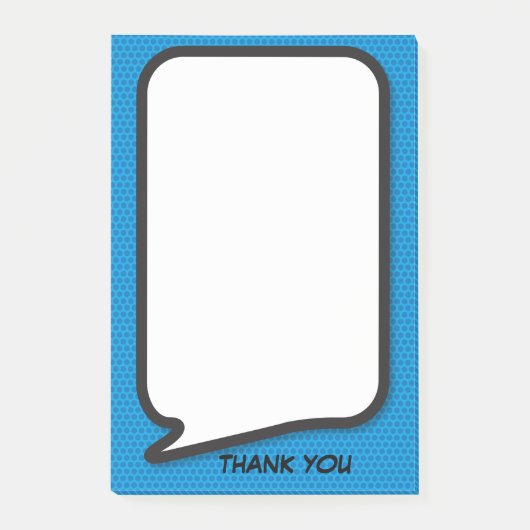 Fun Speech Bubble Gepersonaliseerd Dank u Blauw Post-it® Notes (Voorkant)