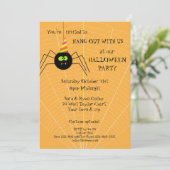 Fun Spider Orange Halloween Fête Invitation (Debout devant)
