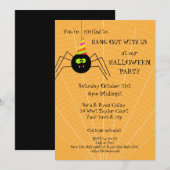 Fun Spider Orange Halloween Fête Invitation (Devant / Derrière)