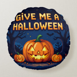 Fun Spooky Decor with Pumpkins,Ghosts & Witch Hats Rond Kussen