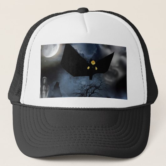 Fun spooky design voor Halloween Trucker Pet (Voorkant)