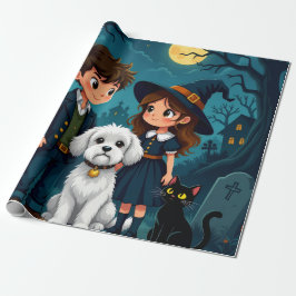 Fun Spooky Gift Wrap with Pumpkins, Ghosts & Bats Cadeaupapier