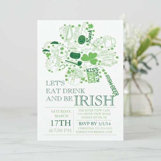 Fun St. Patrick's Day Bash Dinner Party Kaart (Staand voorkant)