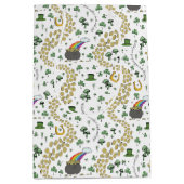 Fun St Patricks Day Green Shamrock Leprechaun Luck Medium Cadeauzakje (Voorkant)