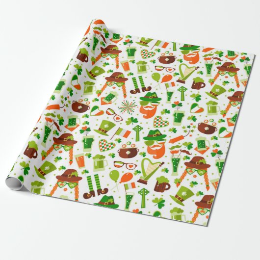 Fun St. Patrick's Day Pattern Cadeaupapier (Uitgerold)