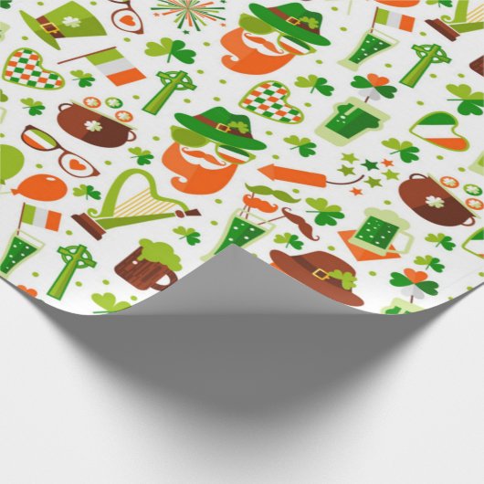 Fun St. Patrick's Day Pattern Cadeaupapier (Hoek)