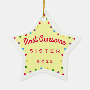 Fun Star Meest Geweldige zus kerstcadeau Keramisch Ornament