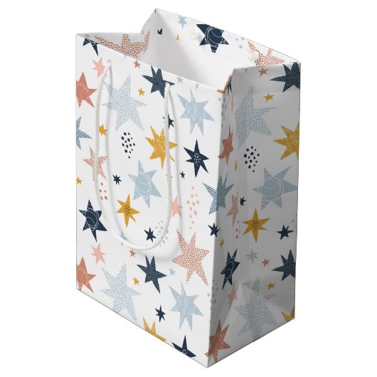 Fun Star Pattern Medium Cadeauzakje (Achterkant Gekanteld)