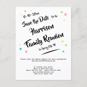 Fun Stars Family Reunion of Party Save the Date Aankondigingskaart