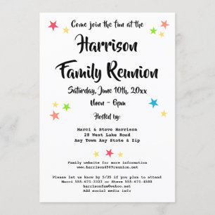 Fun Stars Family Reunion Party of BBQ Invitation Kaart