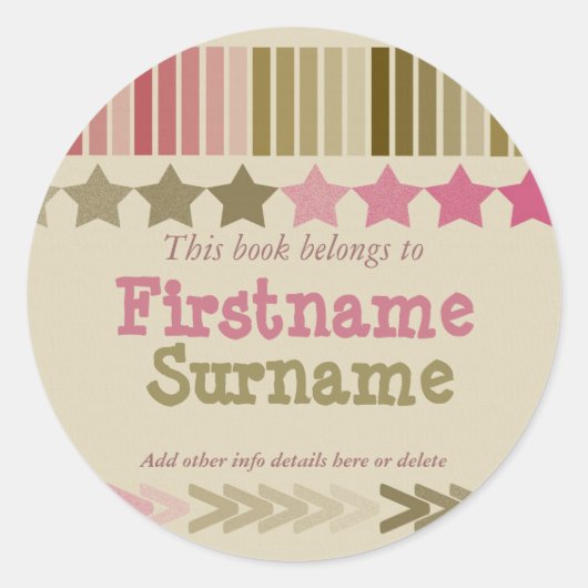 Fun Stars & Stripes Bookplate Sticker (Voorkant)