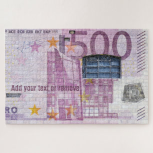 Fun street art graffiti of a 500 euro bank note, legpuzzel