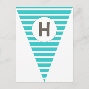 Fun Stripe Blauwgroen White vlag Bunting Briefkaart