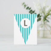 Fun Stripe Blauwgroen White vlag Bunting Briefkaart (Staand voorkant)