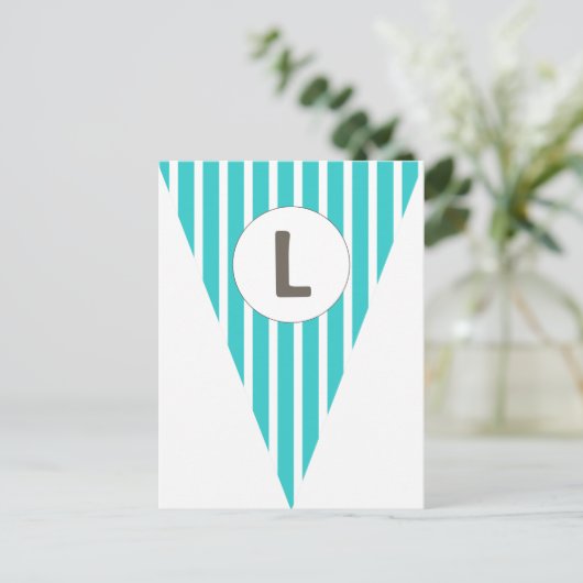 Fun Stripe Blauwgroen White vlag Bunting Briefkaart (Staand voorkant)