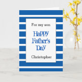 Fun Striped Blue Vaderdag Son Kaart (Gele Bloem)