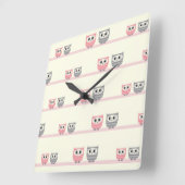 Fun Striped Owls Vierkante Klok (Hoek)