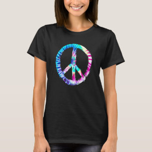 Fun Stropdas-Dye-vredesteken Grafisch afdruk Korte T-shirt