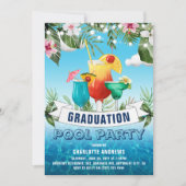 Fun Summer Afstuderen Pool Party Invitation Kaart (Voorkant)