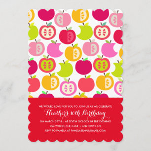 Fun Summer Apples Custom Colours Birthday Party Kaart