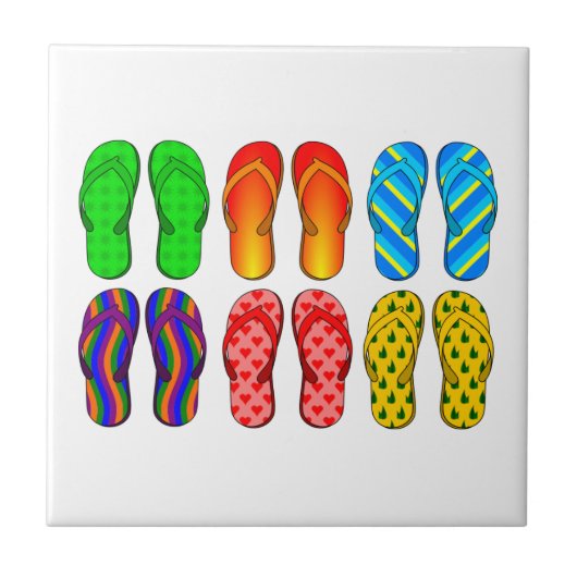 Fun Summer Beach Colorful Stripes Tegeltje (Voorkant)