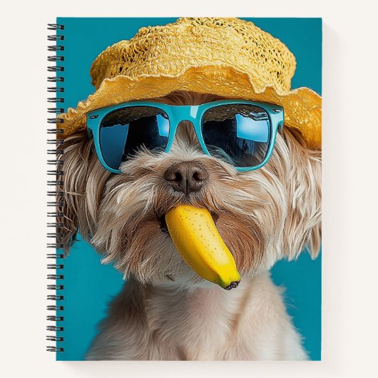 Fun Summer Dog with Banana Notebook Notitieboek (Voorkant)