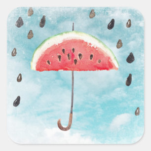 Fun Summer Fresh Melon Fruit Rain Vierkante Sticker